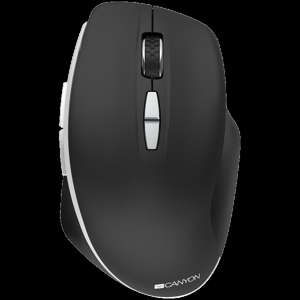 Canyon  2.4 GHz  Wireless mouse ,with 7 buttons, DPI 800/1200/1600, Battery: AAA*2pcs,Black,72*117*41mm, 0.075kg