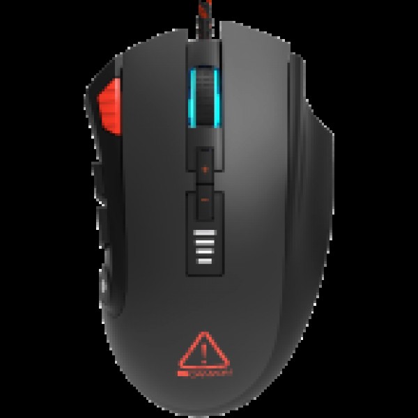 CANYON,Gaming Mouse with 12 programmable buttons, Sunplus 6662 optical sensor, 6 levels of DPI and up to 5000, 10 million times key life, 1.8m Braided cable, UPE feet and colorful RGB lights, Black, size:124x79x43.5mm, 148g