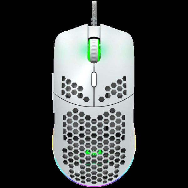 CANYON,Gaming Mouse with 7 programmable buttons, Pixart 3519 optical sensor, 4 levels of DPI and up to 4200, 5 million times key life, 1.65m Ultraweave cable, UPE feet and colorful RGB lights, White, size:128.5x67x37.5mm, 105g