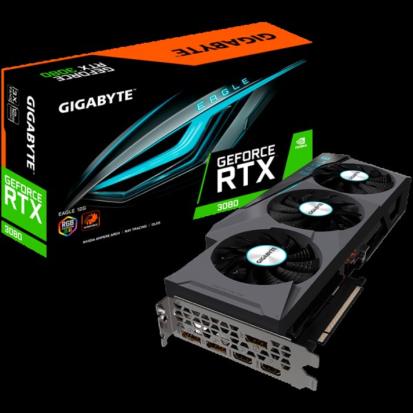 GIGABYTE Video Card NVIDIA GeForce RTX 3080 EAGLE (LHR) 12GB GDDR6X 320bit, PCI-E 4.0 x16, 2xHDMI, 3xDP, WINDFORCE 3X, RGB Fusion 2.0, Retail