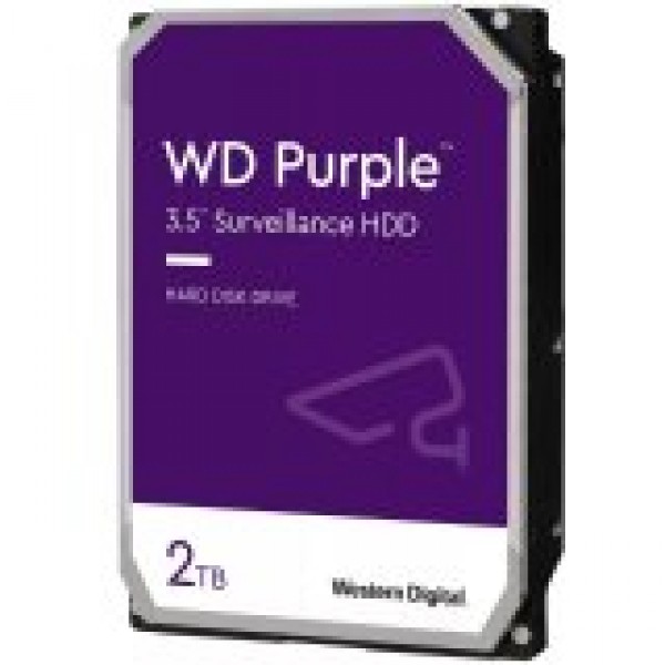 HDD Video Surveillance WD Purple CMR (3.5'', 2TB, 64MB, 5400 RPM, SATA 6Gbps, 180TB/year)
