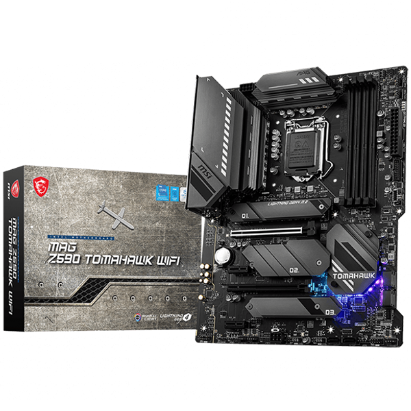 MSI MAG Z590 TOMAHAWK WIFI, ATX, Socket 1200, Dual Channel DDR4 5333(OC)MHz, 2x PCIe x16 slots, 3x M.2 slots, 1х HDMI, 1x DP, 6x USB 3.2, 2x USB 2.0, Type-C, 7.1 HD Audio, 2.5Gbps LAN, WIFI, BT