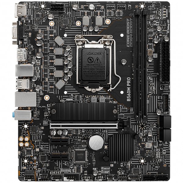 MSI Main Board Desktop B560M PRO (S1200, B560, 2xDDR4, 1xPCIe 4.0x16, 2xPCIe 3.0x1, 6xSATA, 1xM.2, 6xUSB3.2 Gen1, 6xUSB2.0, DP, HDMI, D-SUB, 2.5GLAN, mATX, Retail)