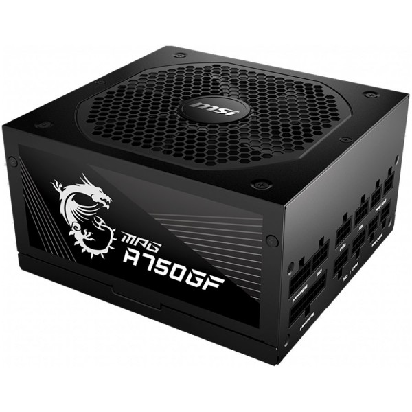 MSI MPG A750GF Power Supply 750W, 80 PLUS Gold, Japanese capacitors, Fully Modular, Flat Black Cables, 140mm fan, EU plug