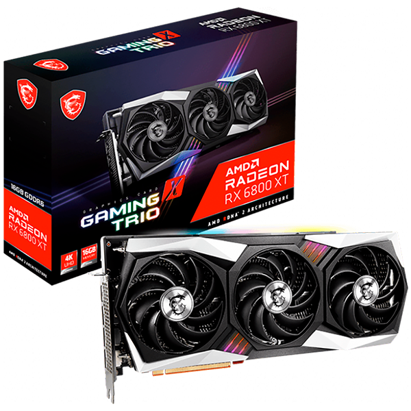 MSI Video Card AMD Radeon RX 6900 XT GAMING X TRIO 16G, 16GB GDDR6/256bit, Up to 2285 MHz, PCI-E 4.0, 3xDP, HDMI, 750W recommended PSU, TriFrozr Fan, ATX