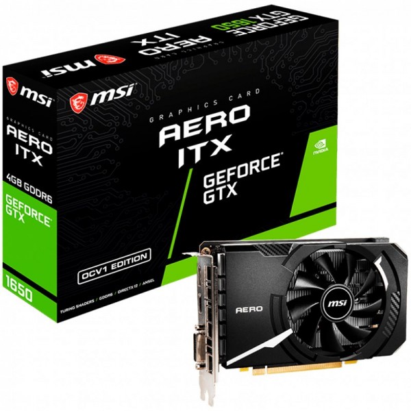 MSI Video Card Nvidia GTX 1650 D6 AERO ITX OCV1 (GTX1650, 4GB, GDDR6, 128bit, HDMI, DP, DVI-D)