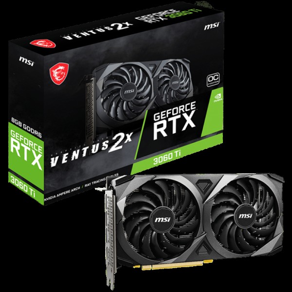 MSI Video Card Nvidia RTX 3060 Ti VENTUS 2X 8G OCV1 LHR, 8GB GDDR6, 256-bit, 448.0 GB/s, 14000 MHz Effective Memory Clock, Boost: 1695 MHz, 4864 CUDA Cores, PCIe 4.0, 3x DP 1.4a, HDMI 2.1, RAY TRACING, Triple Fan, 600W Recommended PSU, LHR, 3Y