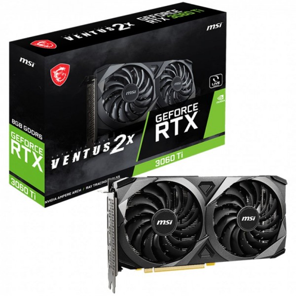 MSI Video Card Nvidia RTX 3060 Ti VENTUS 2X 8G V1 LHR (RTX3060Ti, 8GB GDDR6 256bit, TORX FAN3.0, 1xHDMI, 3xDP 1.4a, 1x8 pin, 200W) lite hash rate