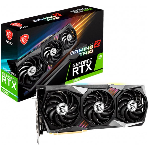 MSI Video Card Nvidia RTX 3080 GAMING Z TRIO 10G LHR (RTX 3080, 10Gb GDDR6X 320bit, 1xHDMI, 3xDP 1.4a, 3x8 pin, Mystic Light RGB, 370W) Low Hash Rate!