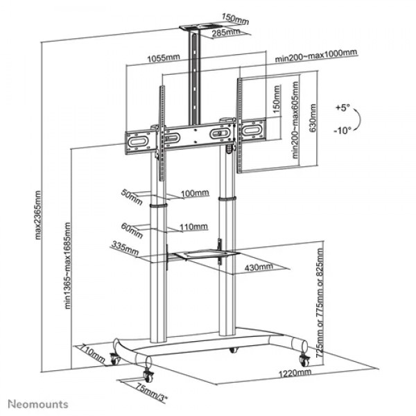 NM Screen TV Floor Stand Mobile 60