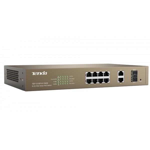 TENDA 8-PORT + 2GB WEB SMART POE SWITCH