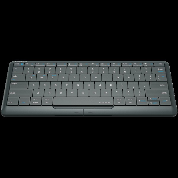 Prestigio Click&Touch 2, wireless multimedia smart keyboard with touchpad embedded into keys, auto-switch between keyboard and touchpad modes, touch multimedia sliders, left and right physical 