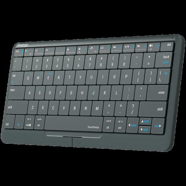 Prestigio Click&Touch 2, wireless multimedia smart keyboard with touchpad embedded into keys, auto-switch between keyboard and touchpad modes, touch multimedia sliders, left and right physical 