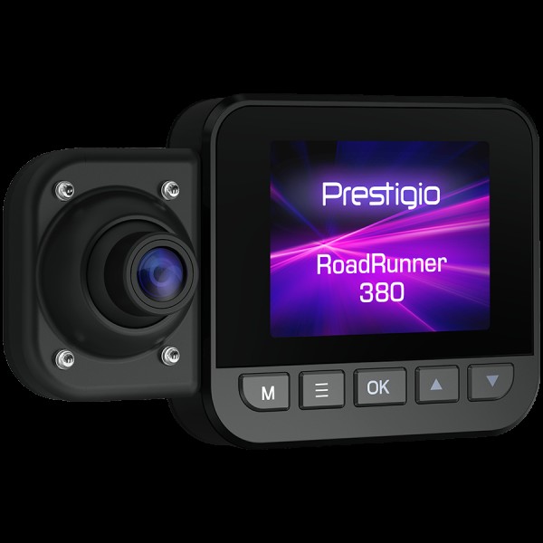 Prestigio RoadRunner 380, 2.0'' (320x240) IPS display, Dual camera: front - FHD 1920x1080@30fps, HD 1280x720@30fps, interior - HD 1280x720@30fps, Jieli AC5401A, 2 MP CMOS GC2053 image sensor, 2 MP camera, 140° Viewing Angle, Night Vision, Motion Detection