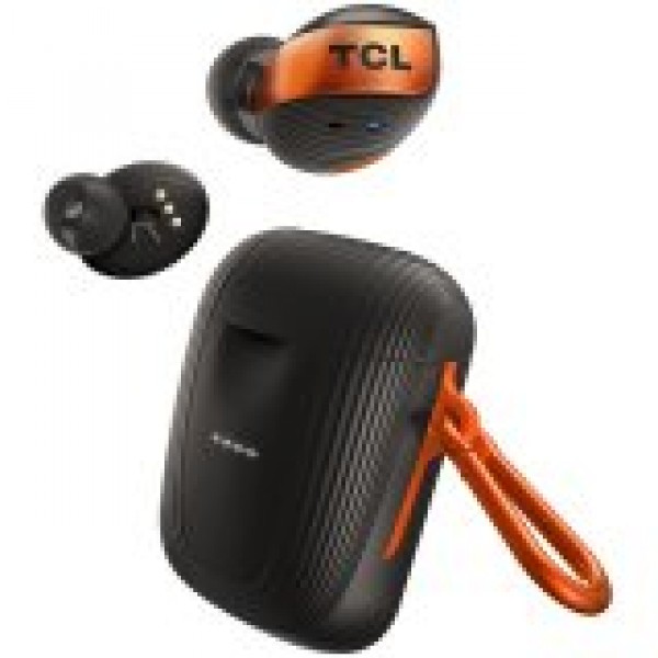 TCL In-Ear True Wireless Bluetooth Headset, Frequency of response 9-22K, Sensitivity 100 dB, Driver Size 5.8mm, Impedence 13 Ohm, Max power input 20mW, Playtime 6.5h/26h, IPX4, Bluetooth 5.0, A2DP, AVRCP, HFP, HS, USB-C, Color Phantom Black