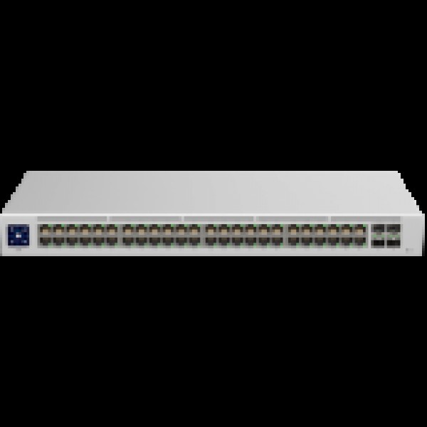 UniFi Switch 48 is a fully managed Layer 2 switch with (48) Gigabit Ethernet ports and (4) 1G SFP ports for fiber connectivity