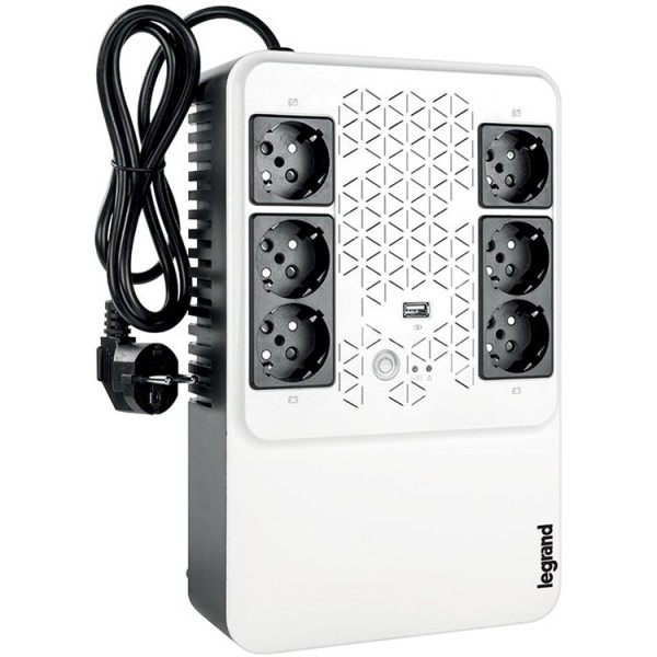 UPS Legrand Keor Multiplug 600VA/360W, Single phase, Line Interactive Technology- VI, Simulated SineWave,Cold Start Function,USB charger -  Type A female/5 V, Outlet-6xGerman Standard, Quantity of internal batteries - 1pc 12V 7.2Ah, Internal AVR.